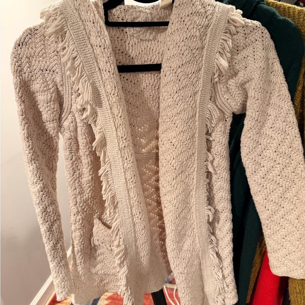 Anthropologie Cream Textured Cardigan